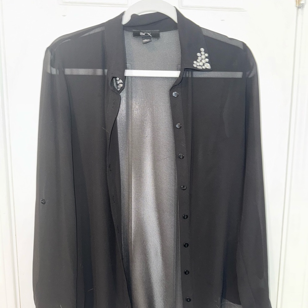 Black Sheer Jacket with Embellishments
